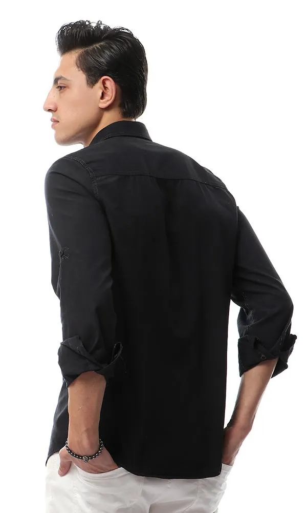 49354 Stylish Buttoned Casual Black Shirt