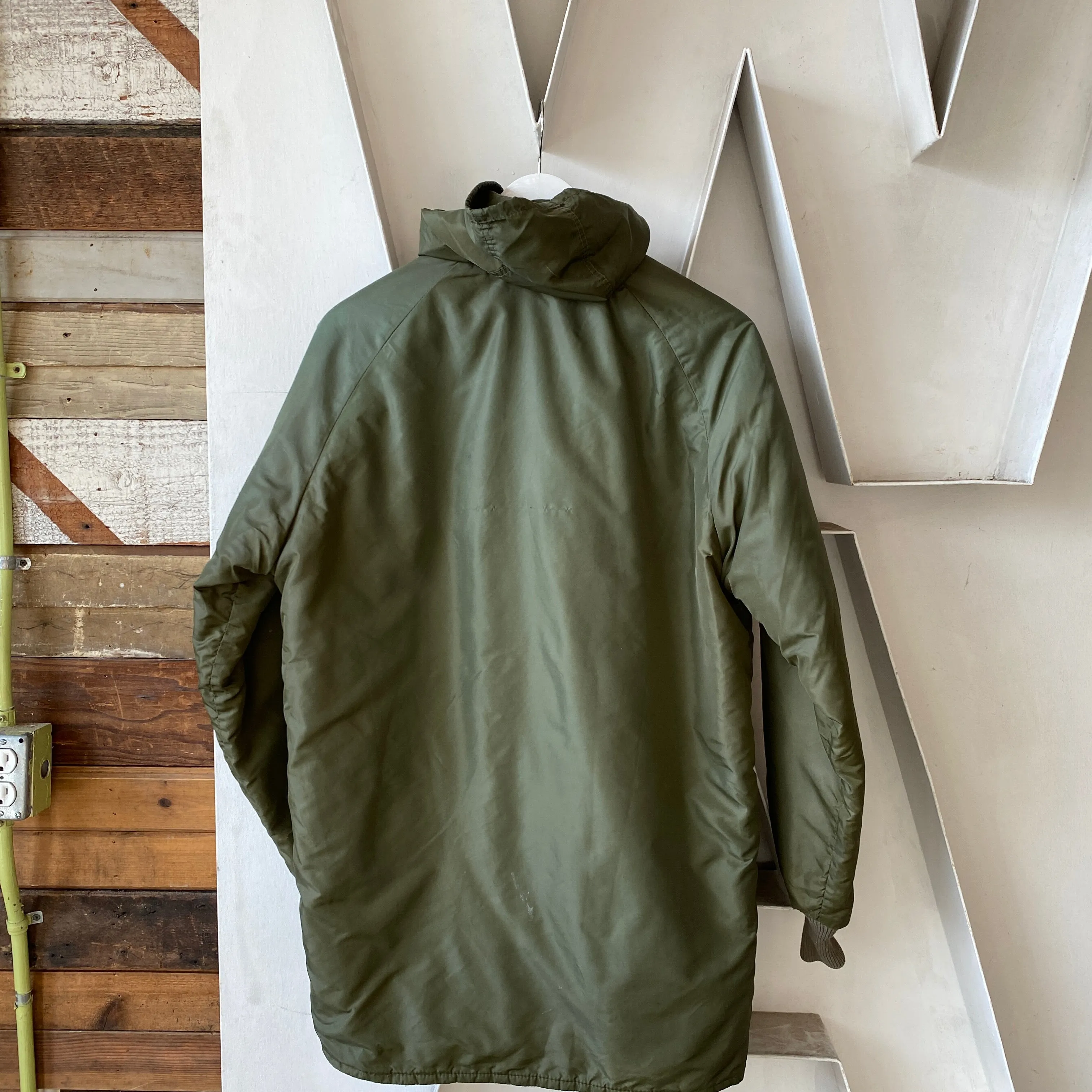 60's Green Liner Jacket Hooded - Large
