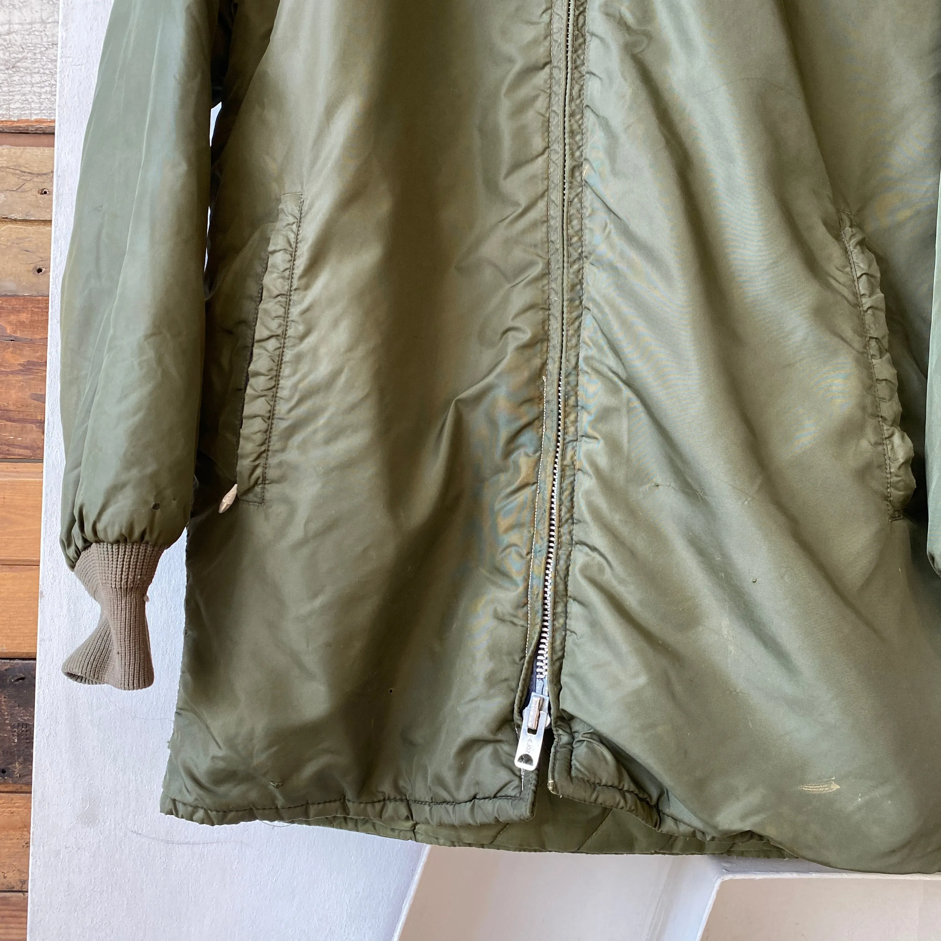 60's Green Liner Jacket Hooded - Large
