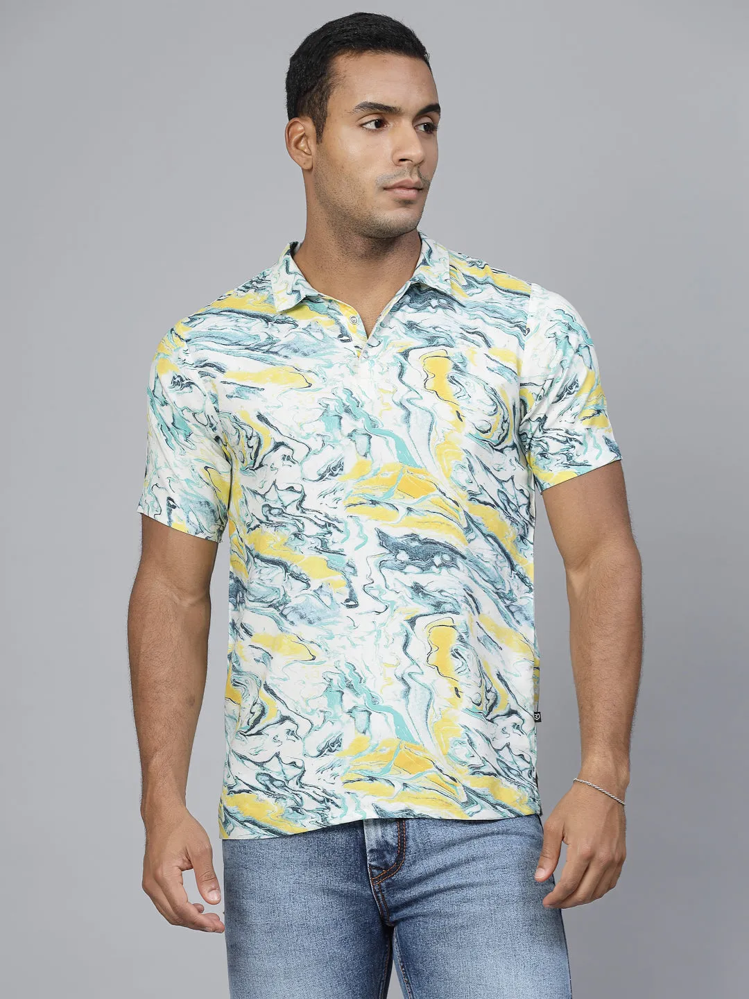 Abstract Essence Rayon Polo T-Shirt