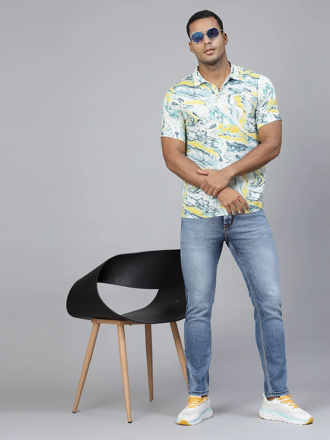 Abstract Essence Rayon Polo T-Shirt