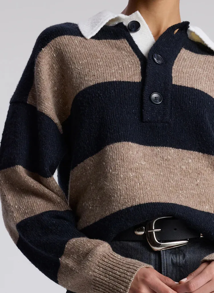 Sure, here is an optimized title with modifiers for the e-commerce product:

Cozy A.L.C. Mason Wool-Blend Sweater with Mock Neck

This title includes modifiers like cozy to enhance appeal, specifies the material with wool-blend, and describes a design feature with mock neck to provide more detailed information to potential buyers.