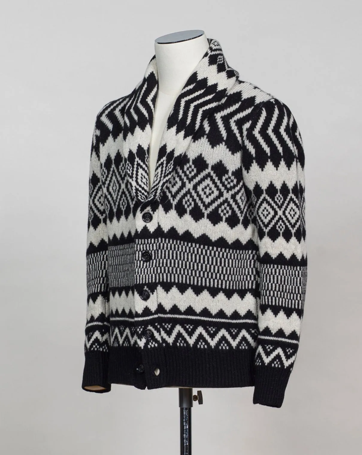 Altea Wool & Cashmere Cardigan / Black & White