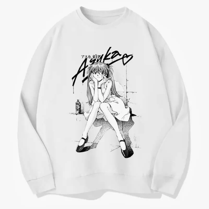 Asuka Langle in White Dress Anime Sweatshirt