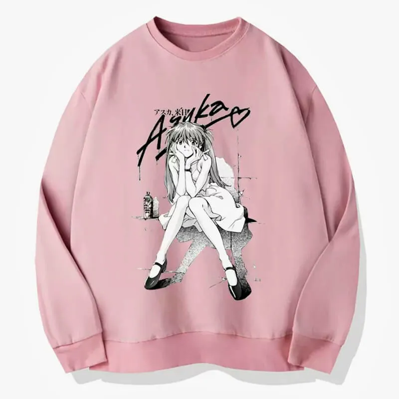 Asuka Langle in White Dress Anime Sweatshirt