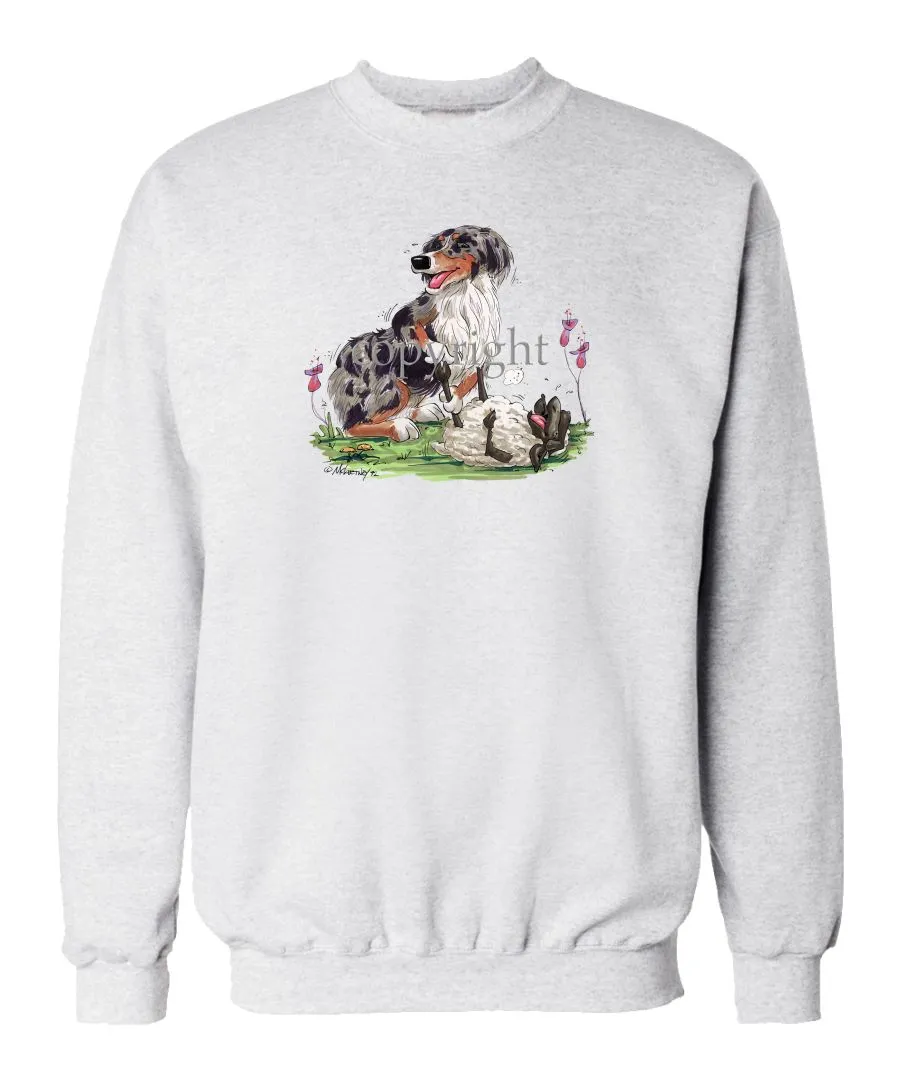 Australian Shepherd  Blue Merle - Tickling Sheep - Caricature - Sweatshirt