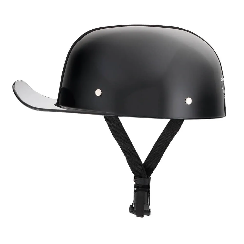 Baseball Cap DOT Motorcycle Helmet / Gloss Black