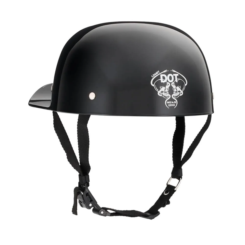Baseball Cap DOT Motorcycle Helmet / Gloss Black