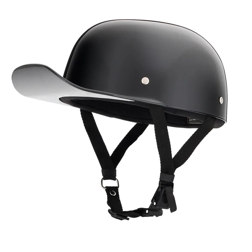 Baseball Cap DOT Motorcycle Helmet / Gloss Black