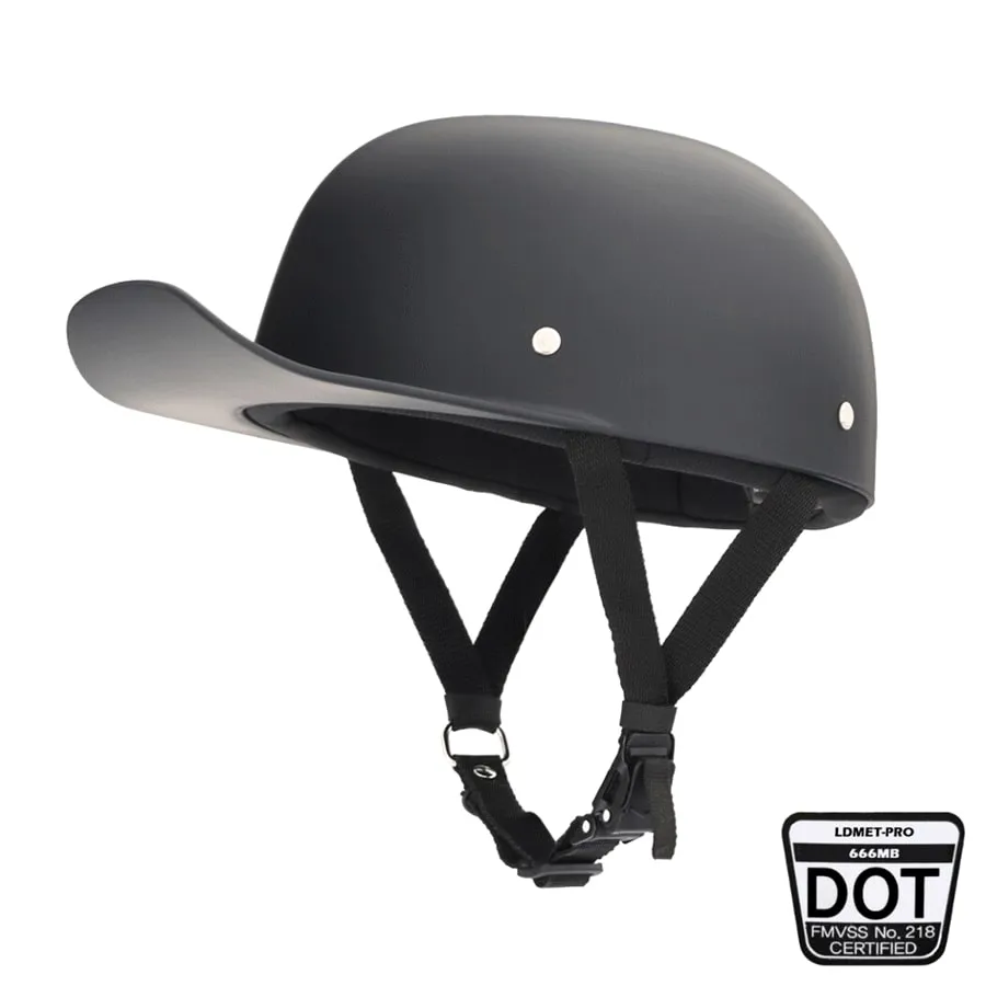Baseball Cap DOT Motorcycle Helmet / Matte Black