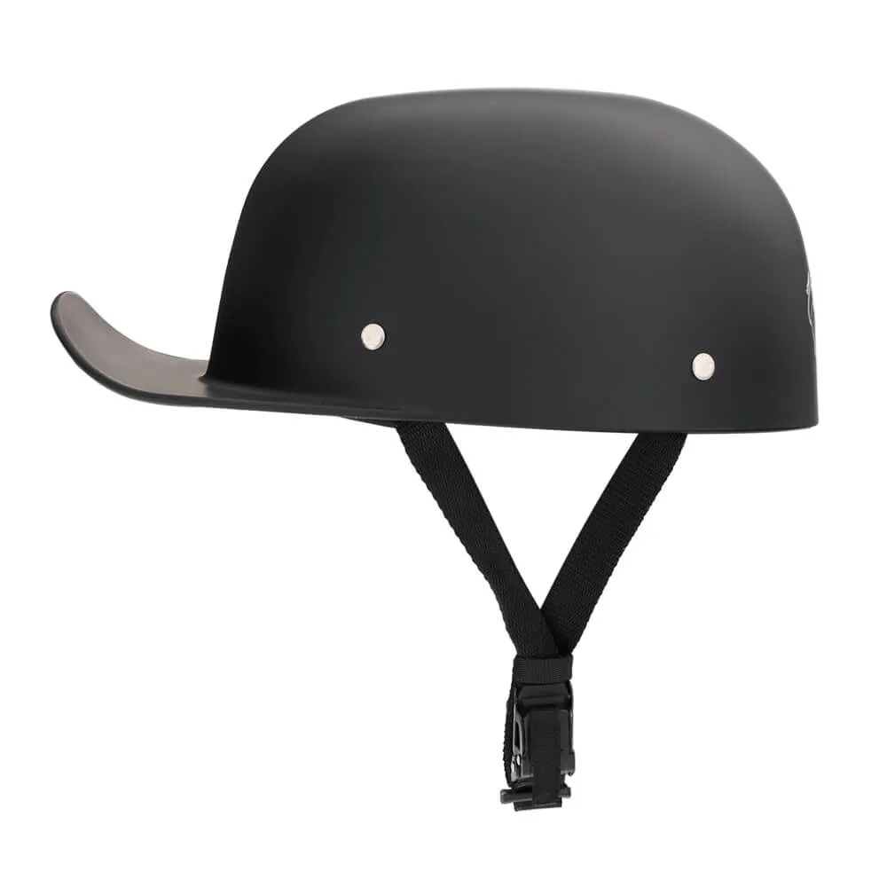 Baseball Cap DOT Motorcycle Helmet / Matte Black
