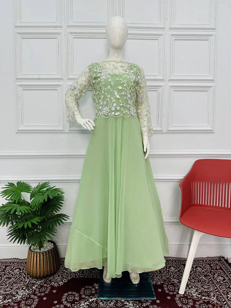 Beautiful Designer Faux Georgette Gwon