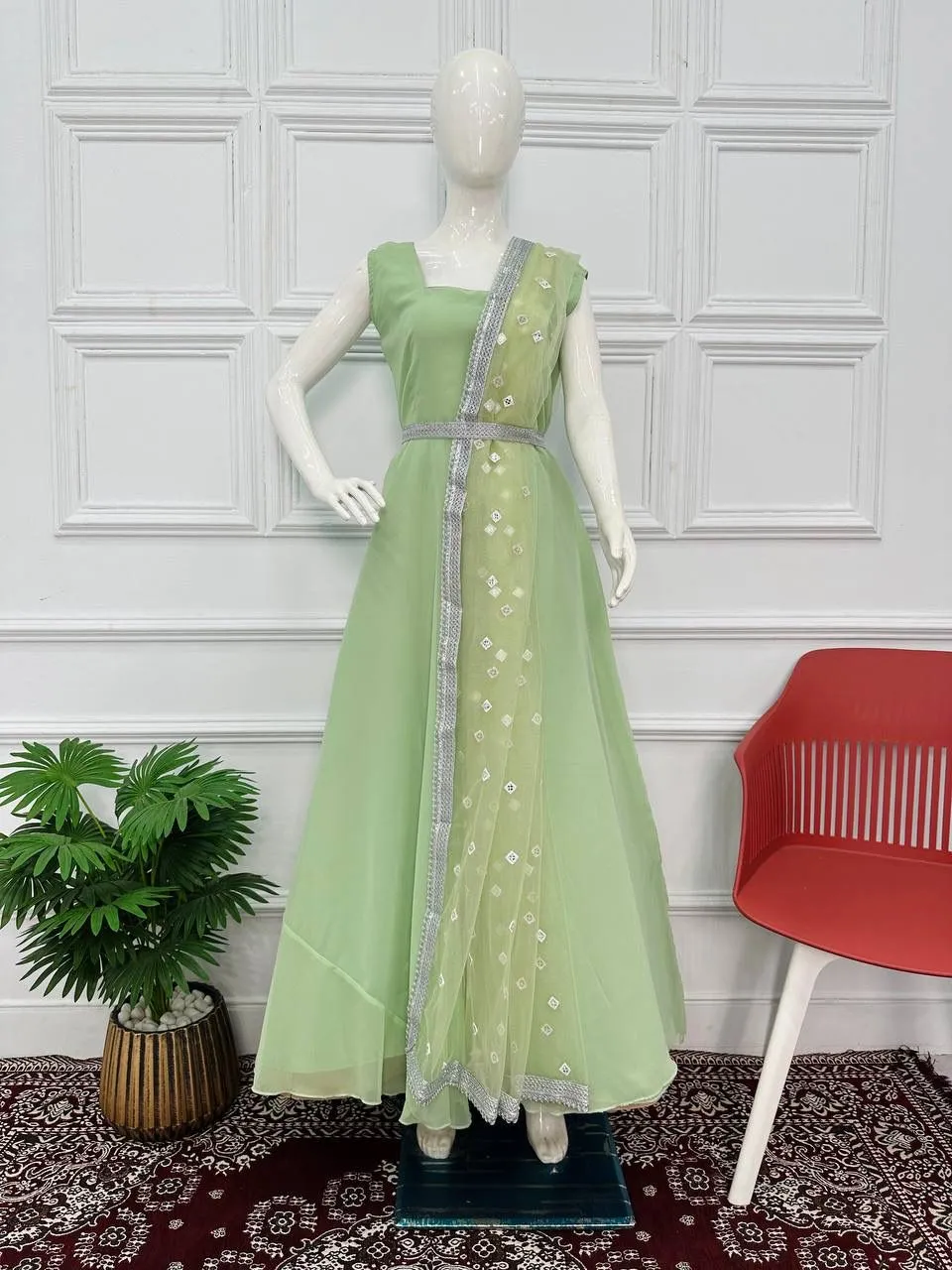 Beautiful Designer Faux Georgette Gwon
