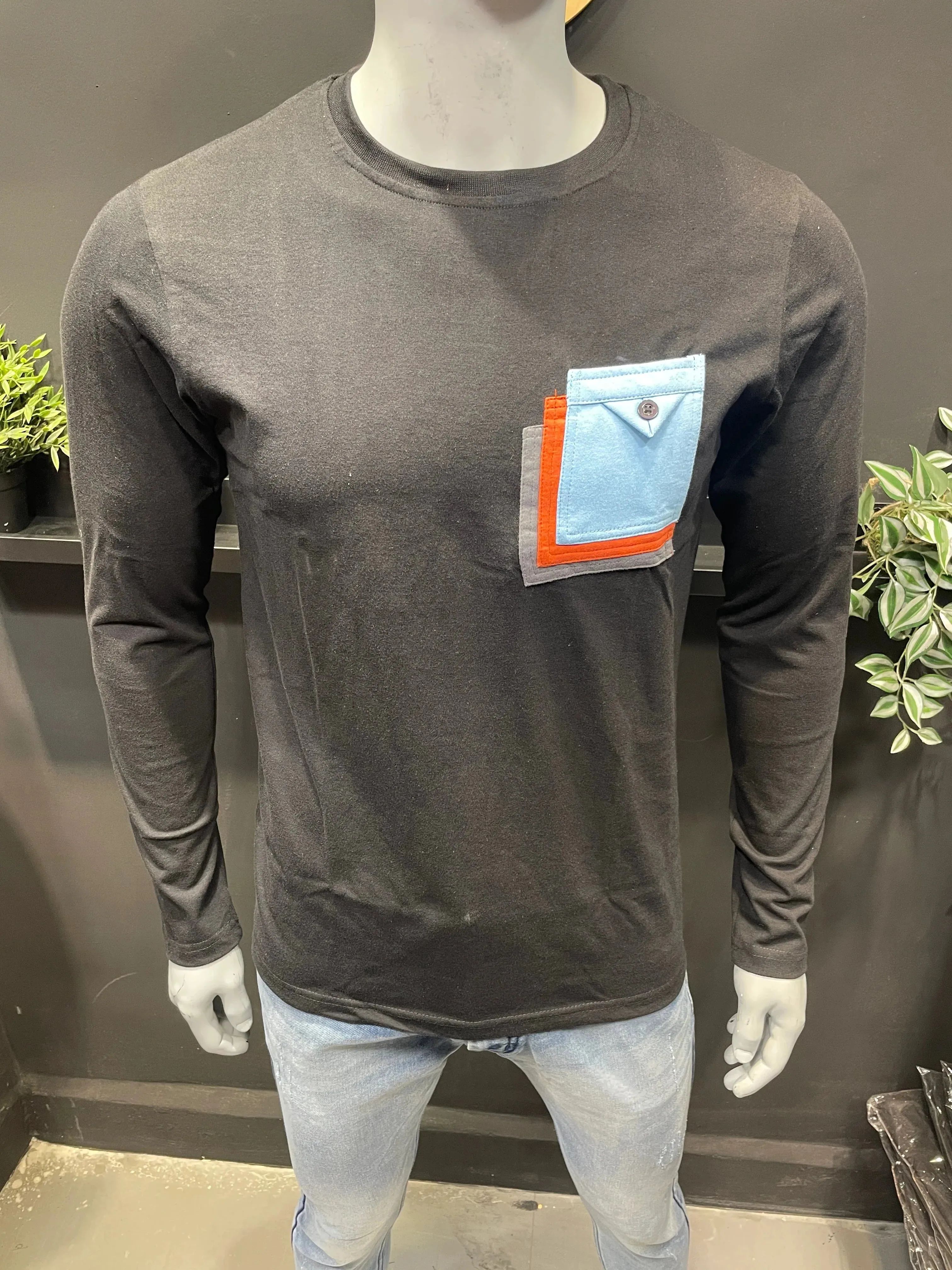 Black Combination Pocket Tee