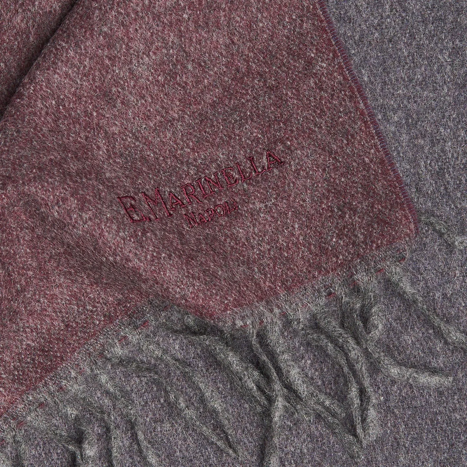 BURGUNDY AND GREY DOUBLE-FACED SCARF