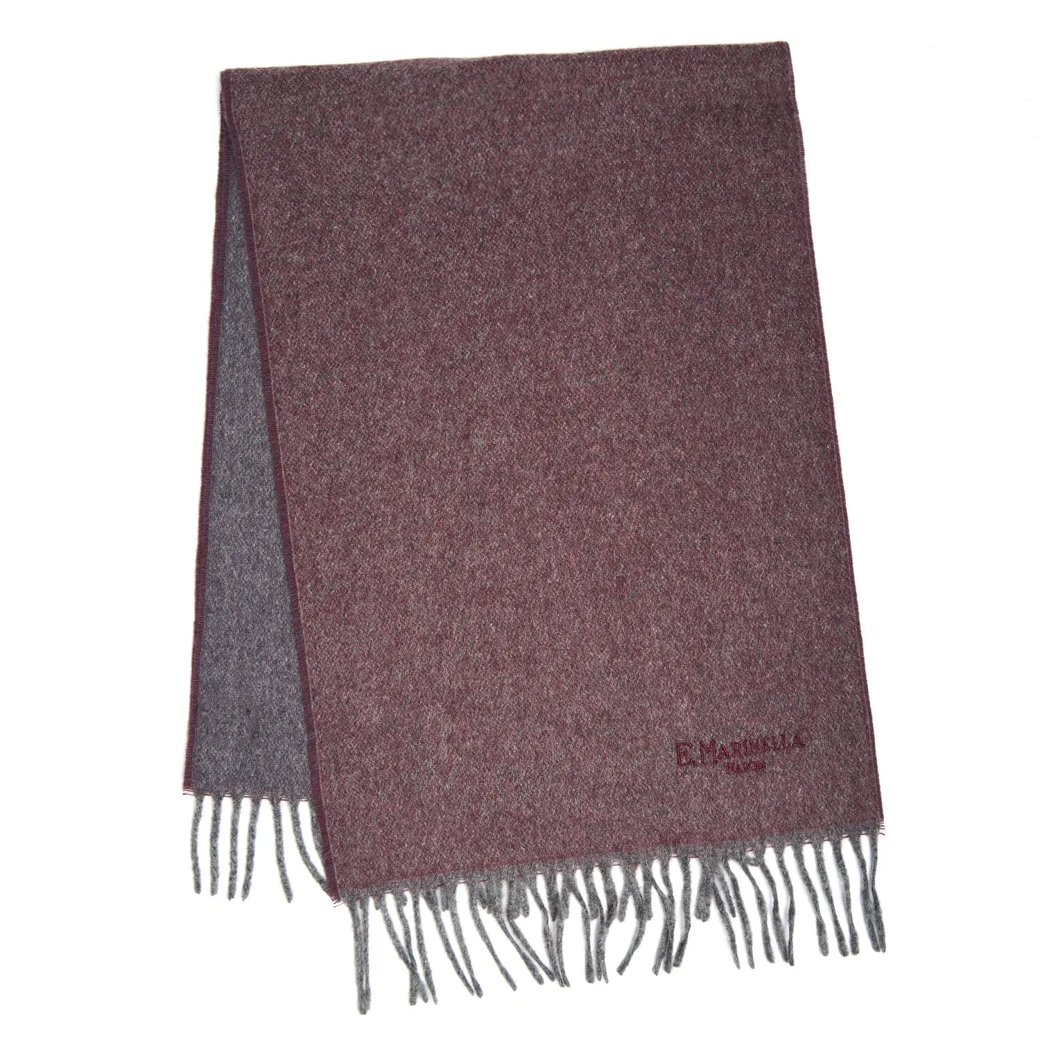 BURGUNDY AND GREY DOUBLE-FACED SCARF