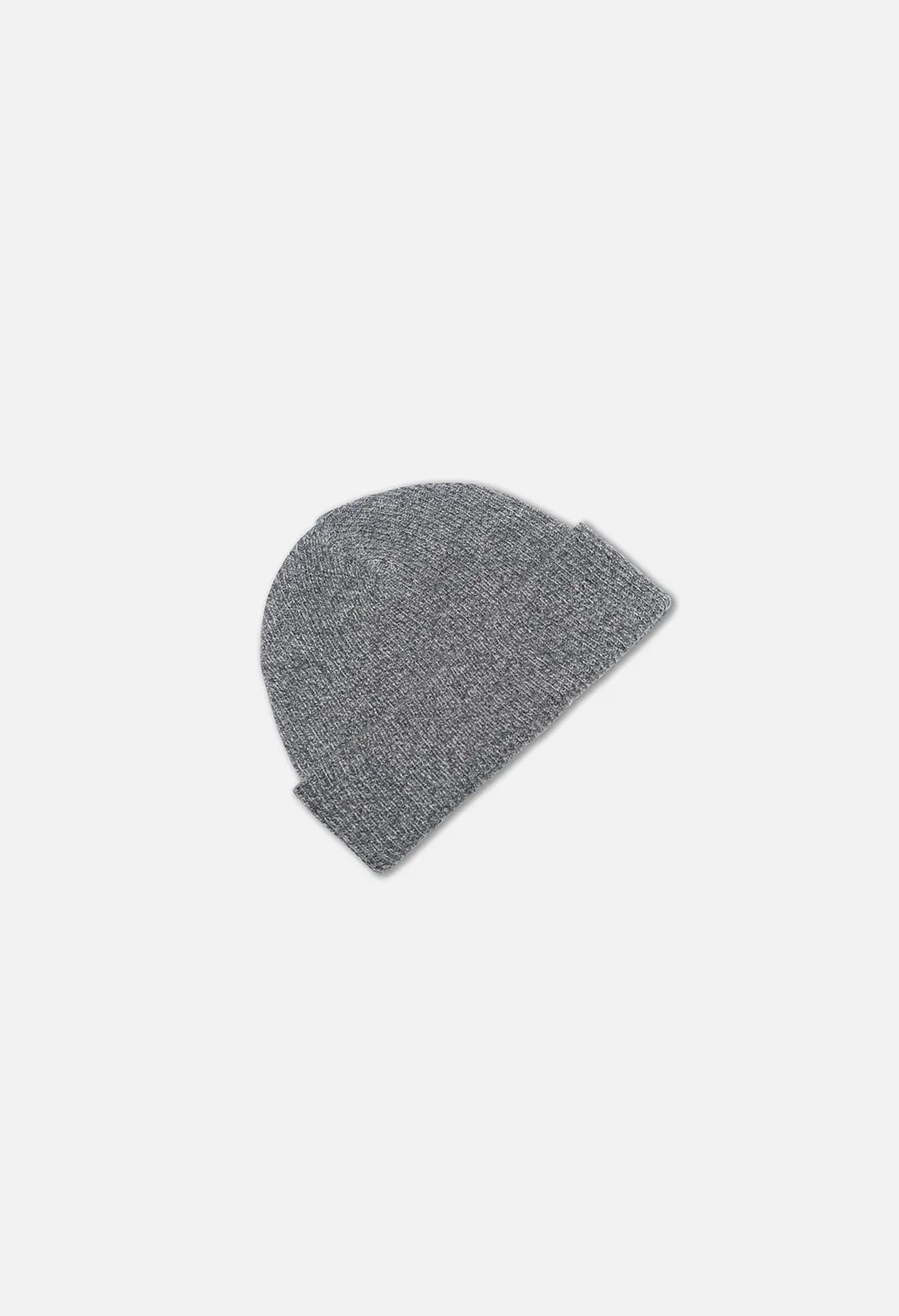 Cashmere Wool Rib Beanie / Heather Grey