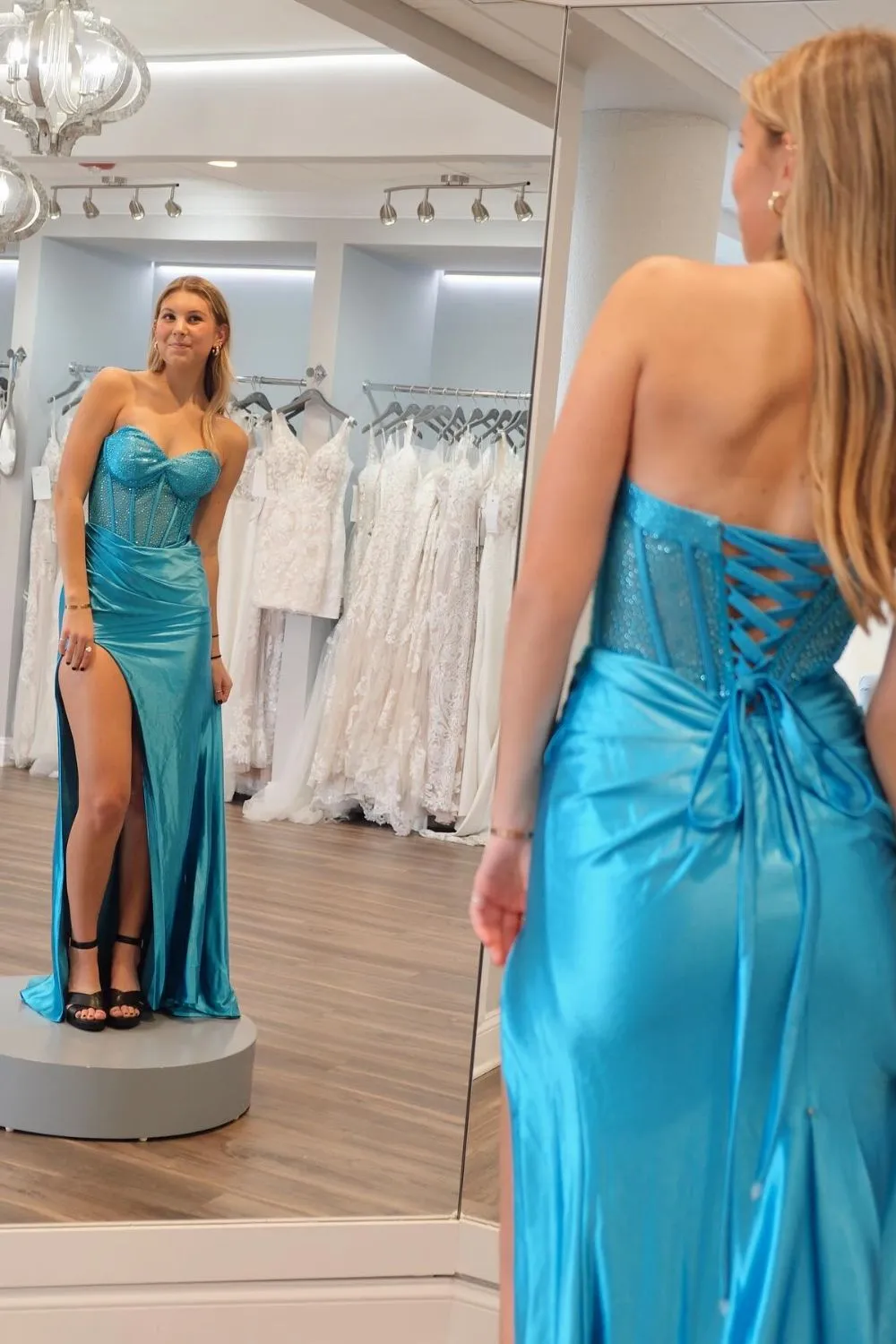Celebrity Style Sexy Sweetheart Mermaid Prom Dresses Evening Dresses Off Shoulder With Slit