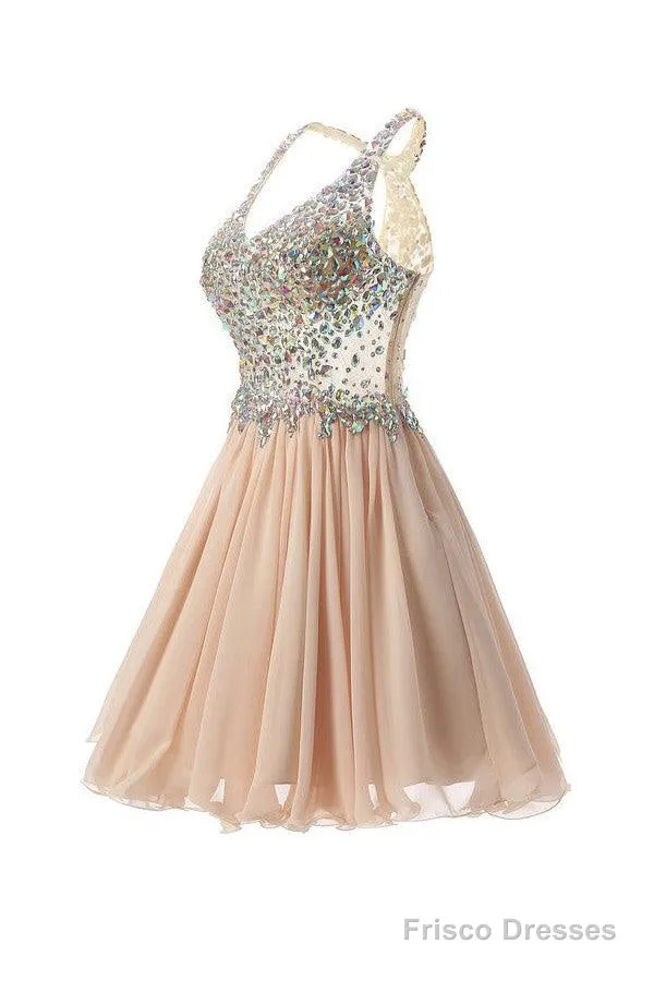 Chiffon Open Back Homecoming Dresses Short Prom Dresses