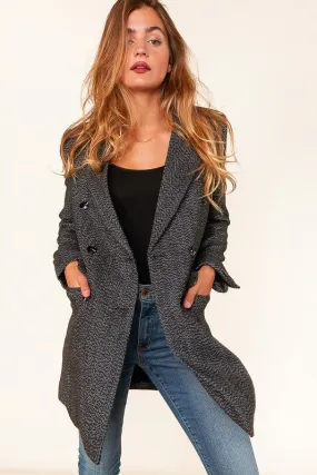 Curvy Girl Jacquard Woven Button Down Blazer