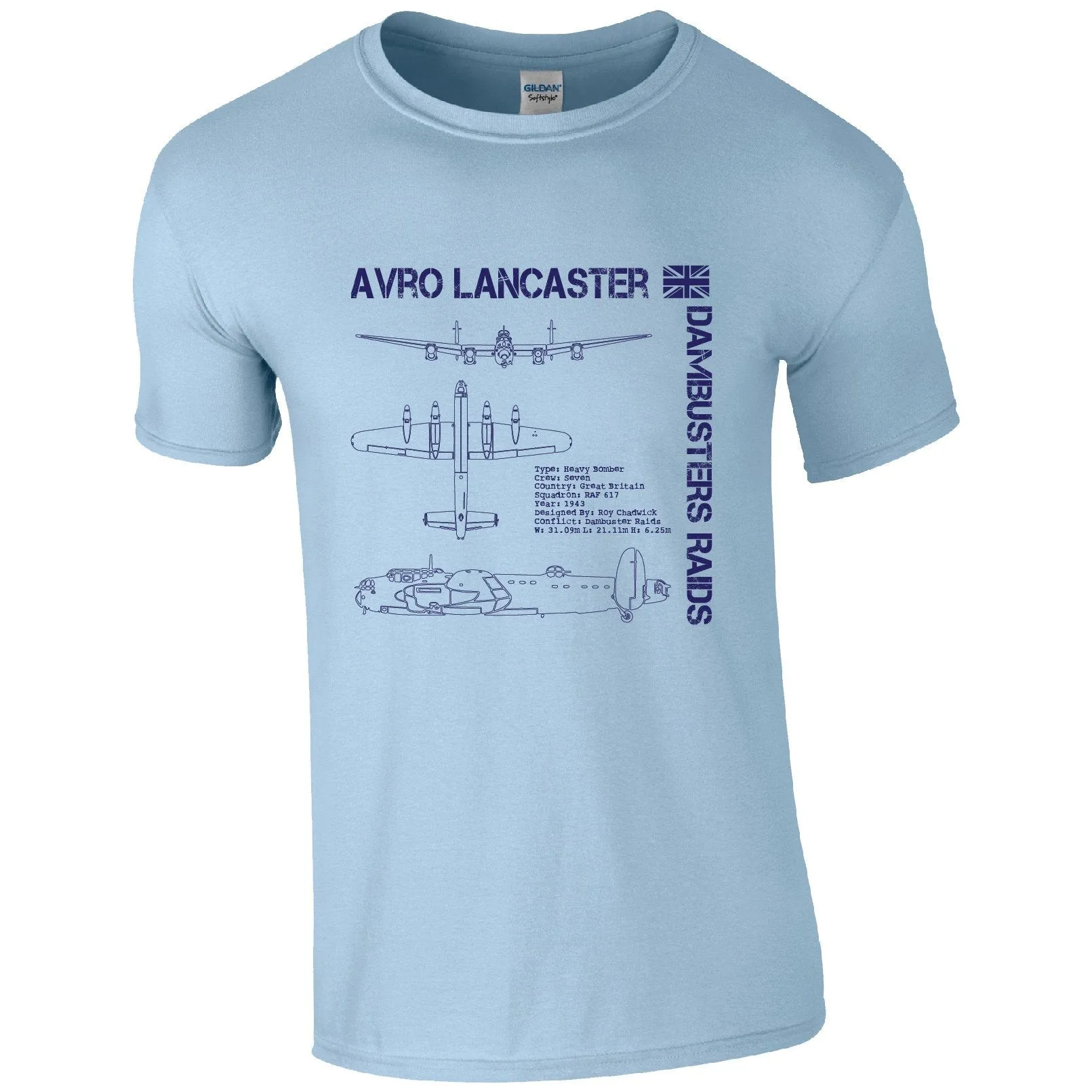 Dambusters Raid Lancaster Blue Print T-shirt