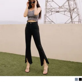 FASHION DENIM FRAYED HEM TUNIC LONG PANTS
