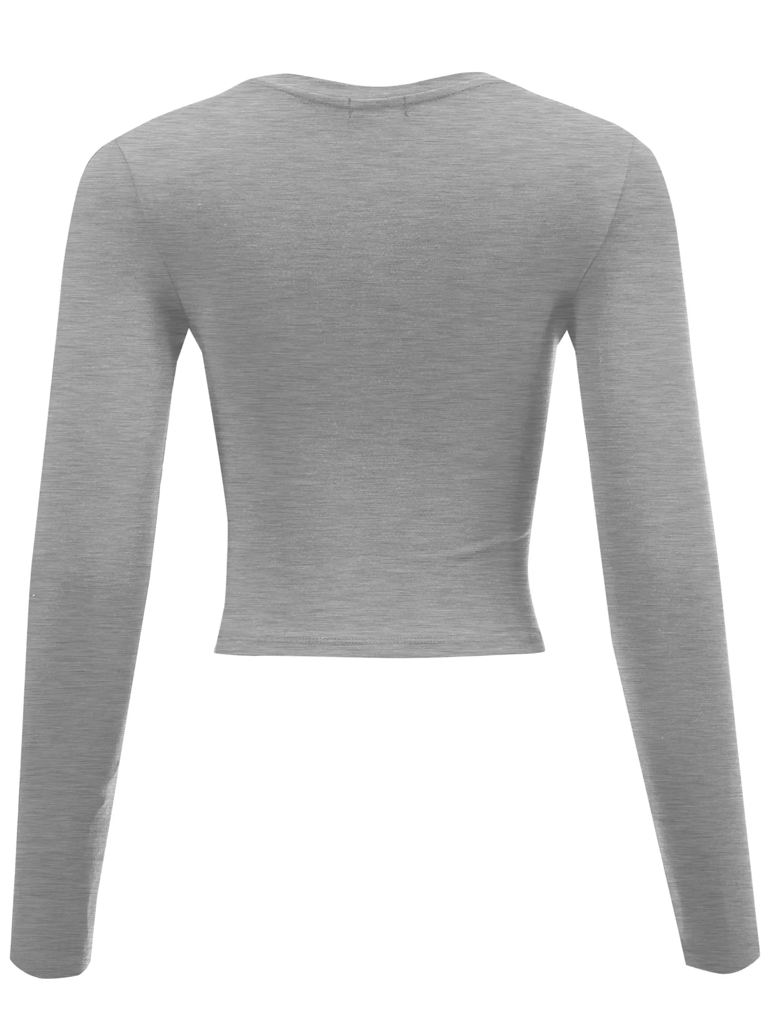 FashionMille Women Basic Casual Long Sleeve Stretch Solid Palin Crop Top Tee (FWT1085)