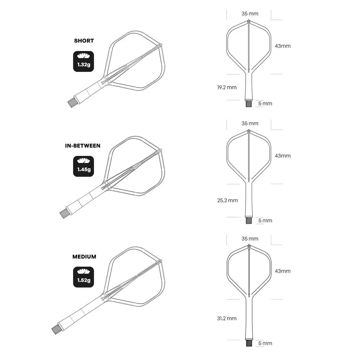 Flight Deck White One Piece Dart Flight and Shaft System by Shot