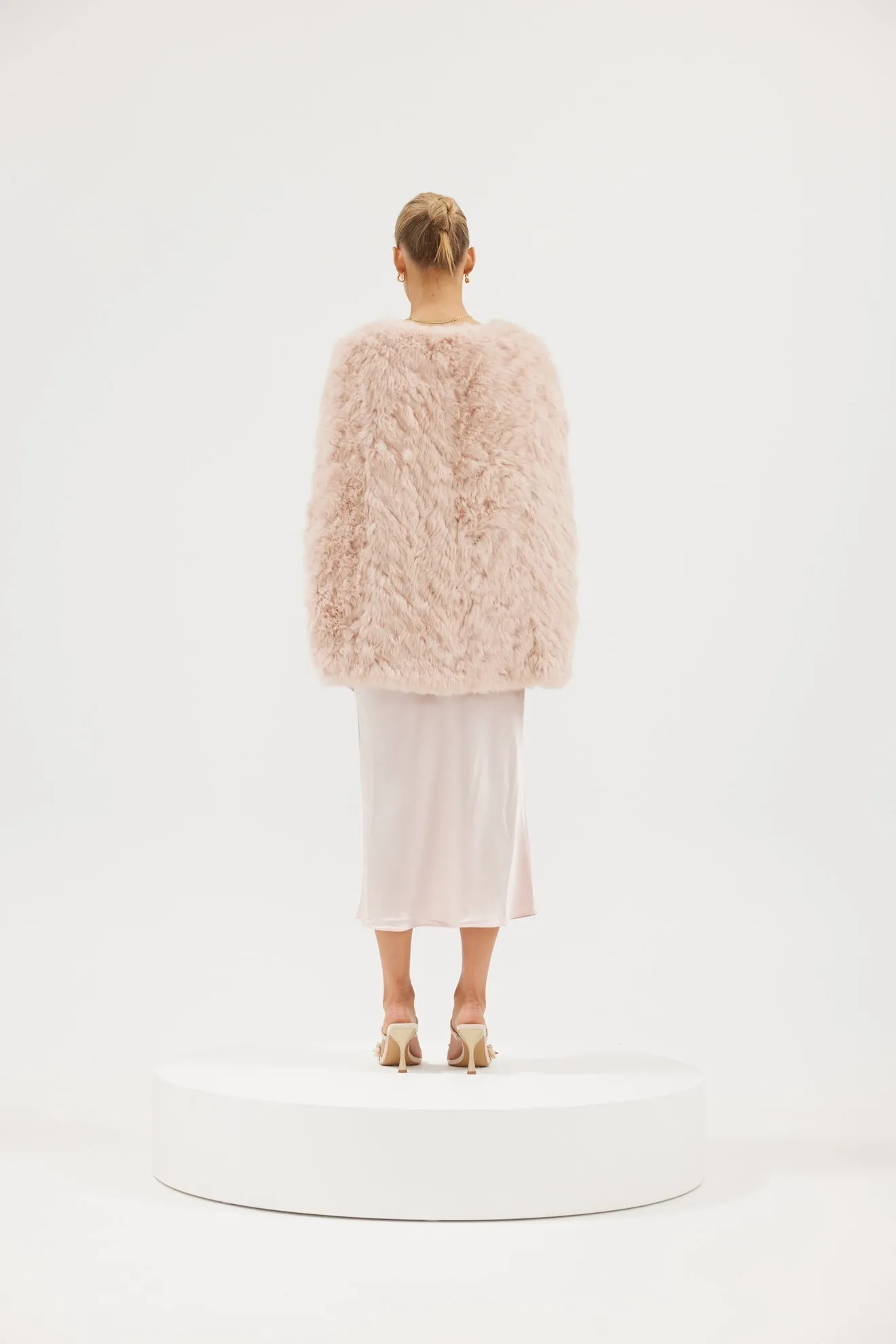 Franki Chevron Poncho - Soft Nude