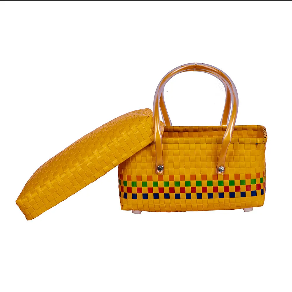 Handwoven Half Basket with Lid