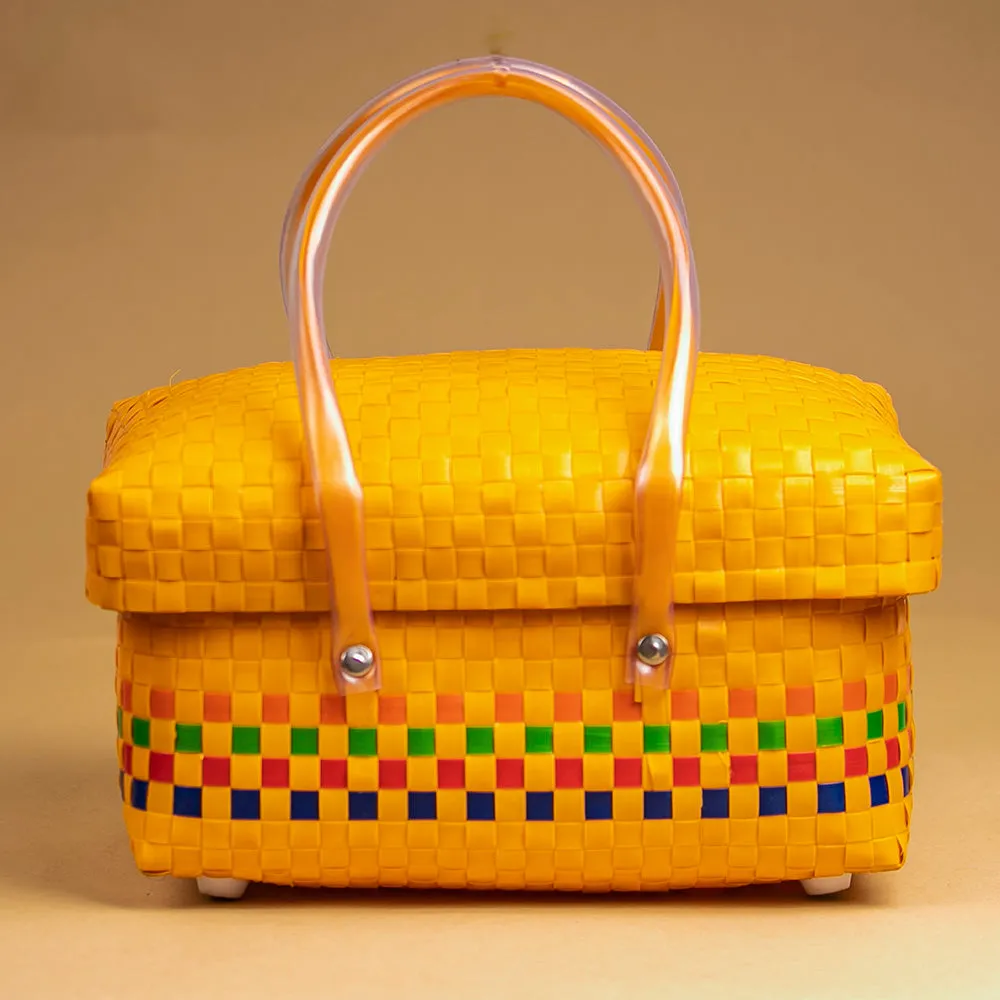 Handwoven Half Basket with Lid