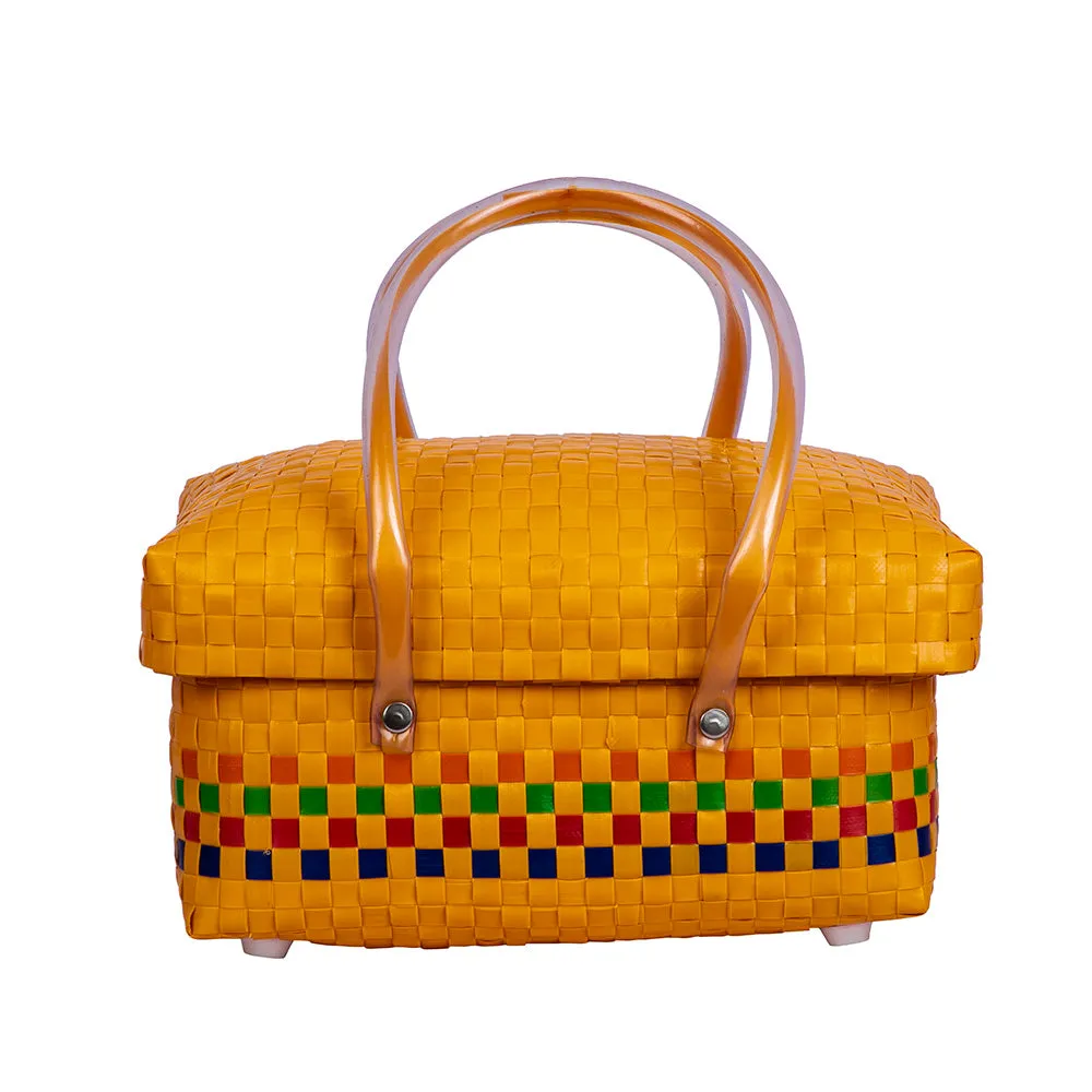 Handwoven Half Basket with Lid