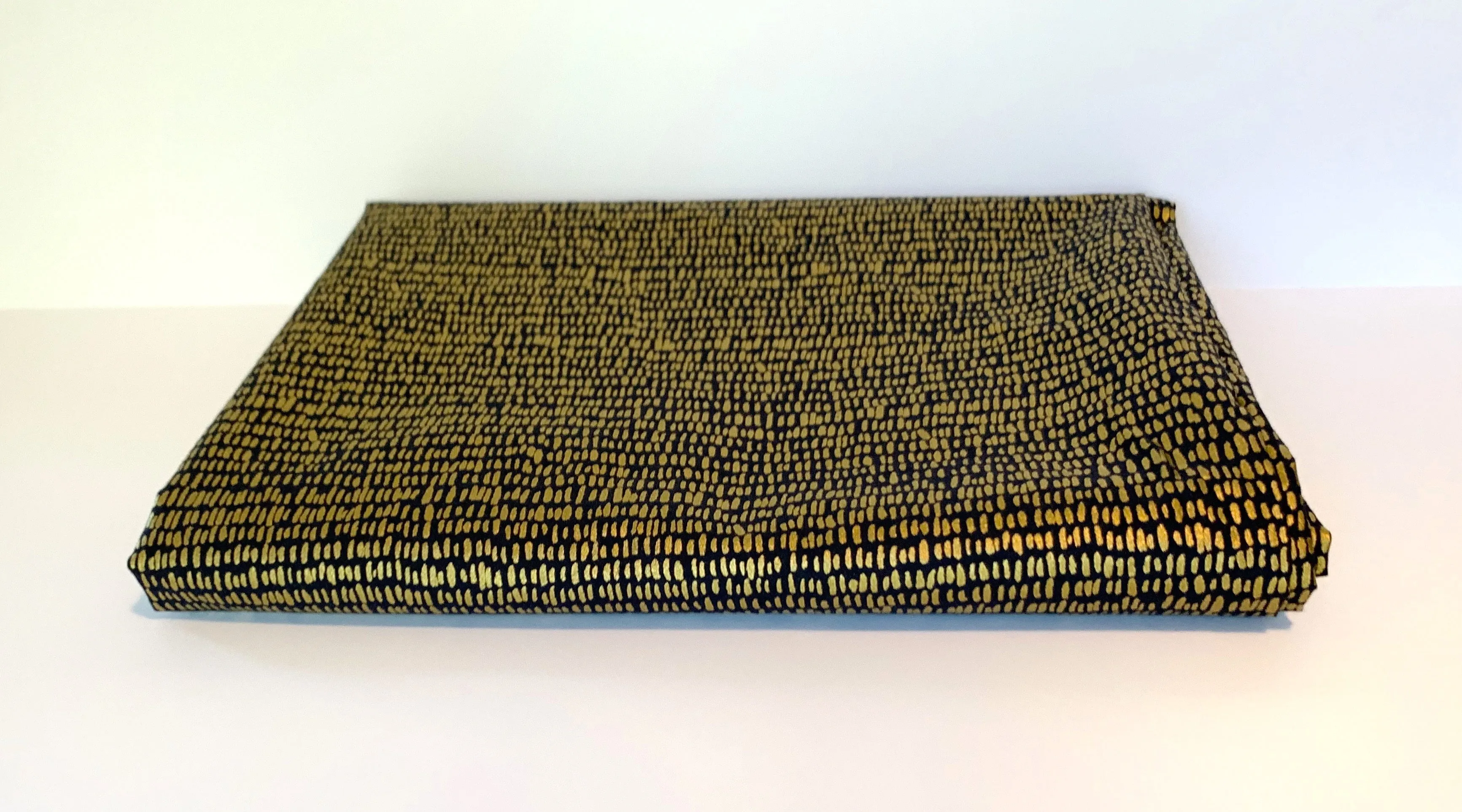 Hatchmark Navy Metallic Cotton by Rifle Paper Co. for Cotton and Steel, Woven Cotton