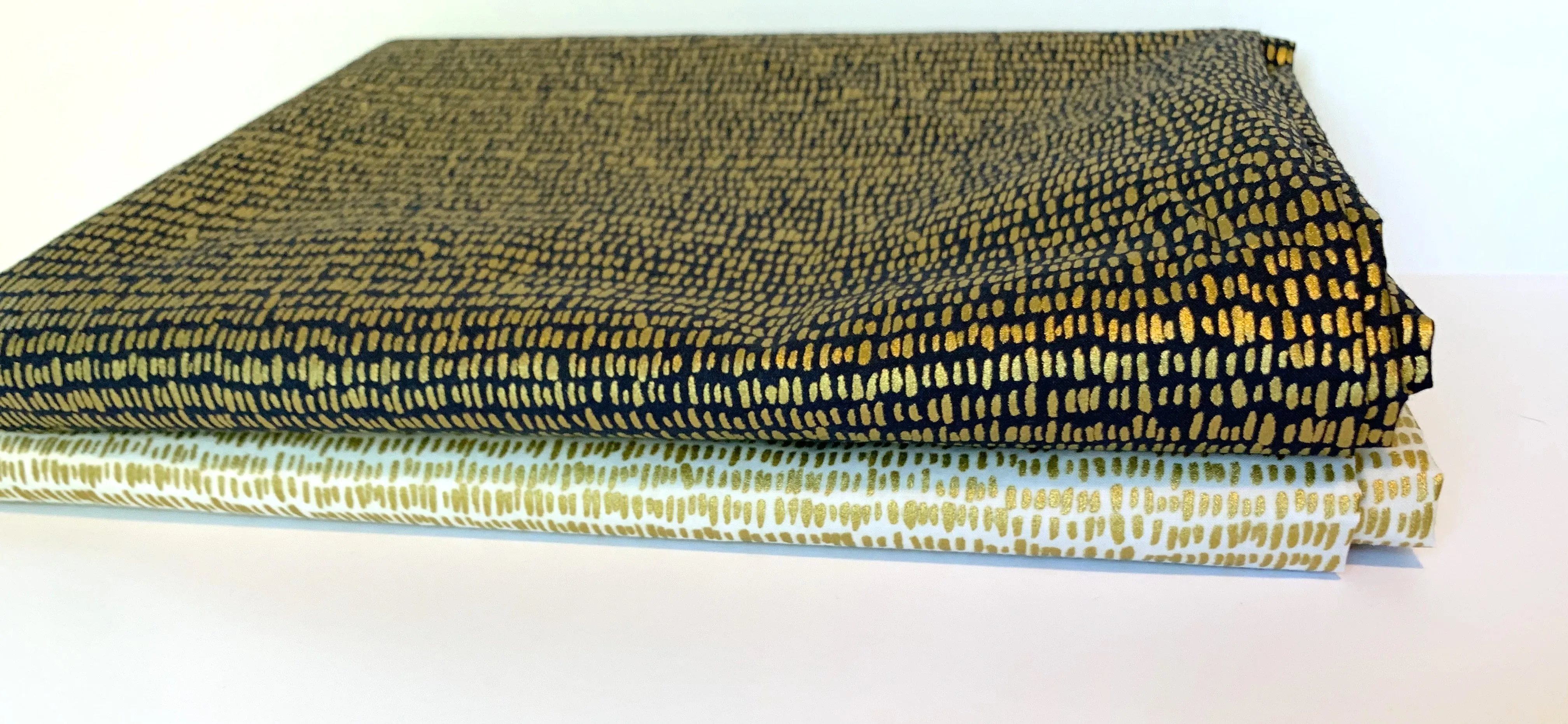 Hatchmark Navy Metallic Cotton by Rifle Paper Co. for Cotton and Steel, Woven Cotton