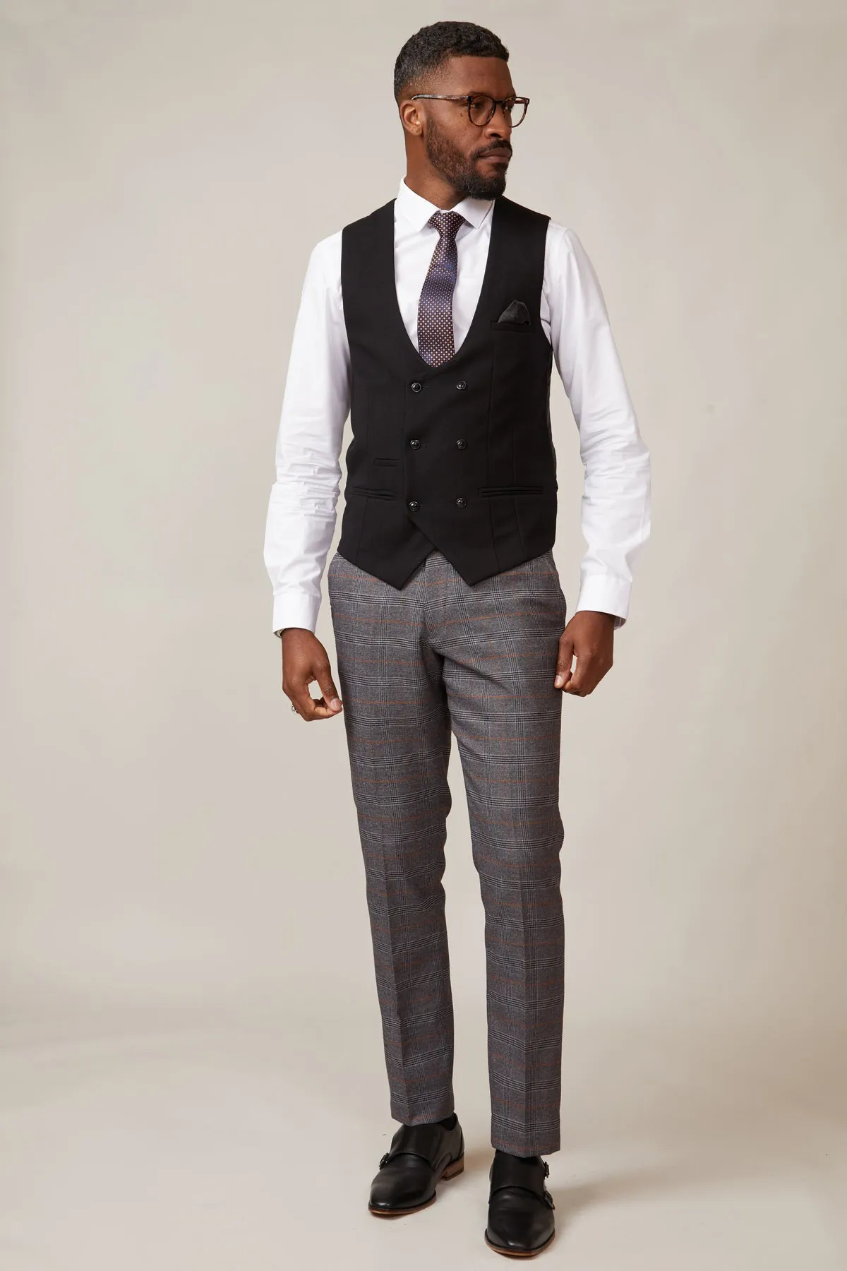 KELVIN - Black Double Breasted Waistcoat