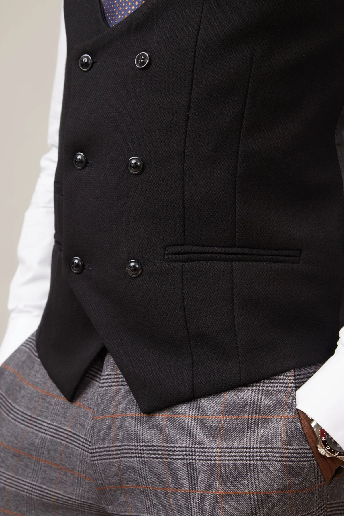KELVIN - Black Double Breasted Waistcoat