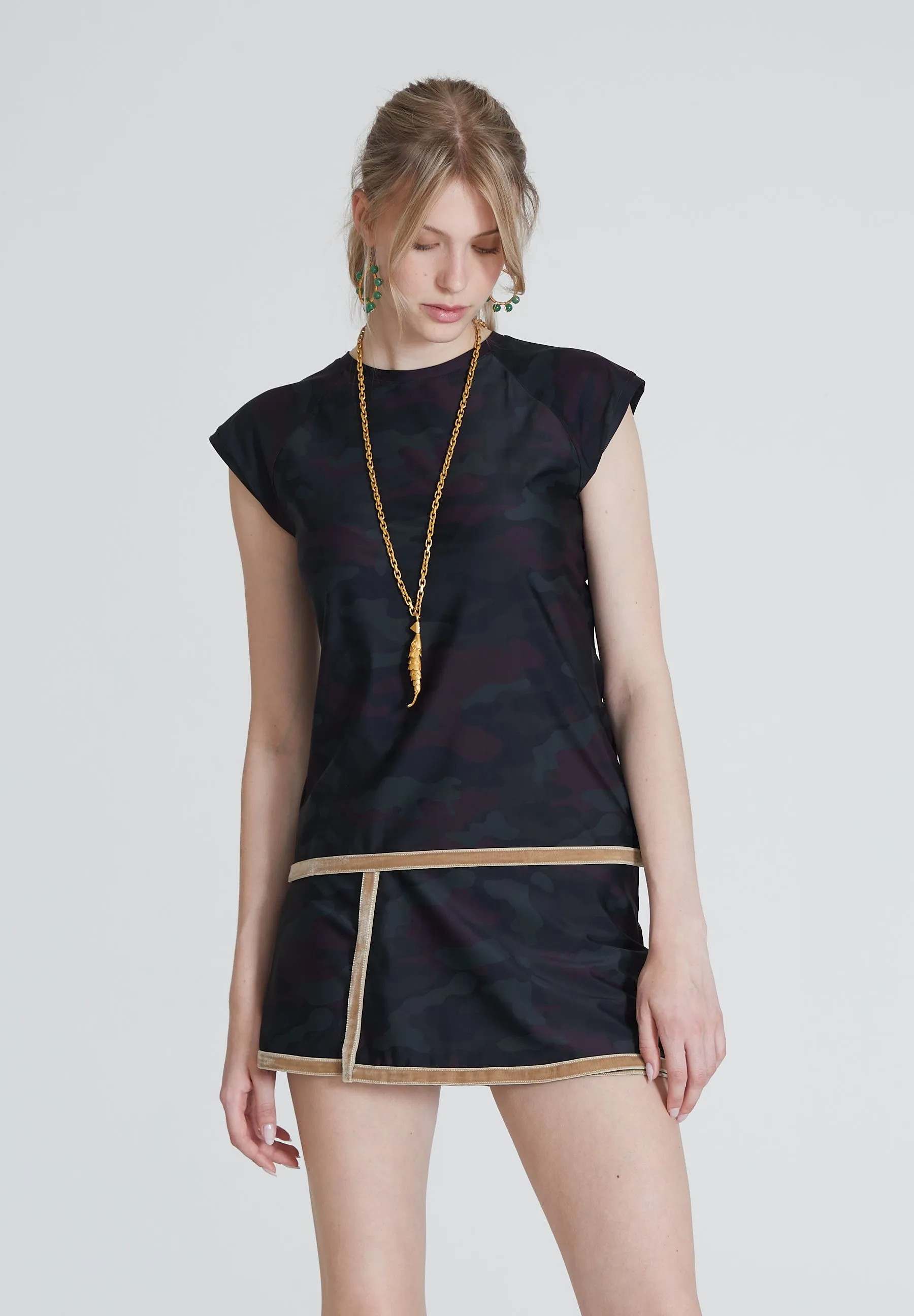 Le Club Tennis Skirt Velvet - Green Camo