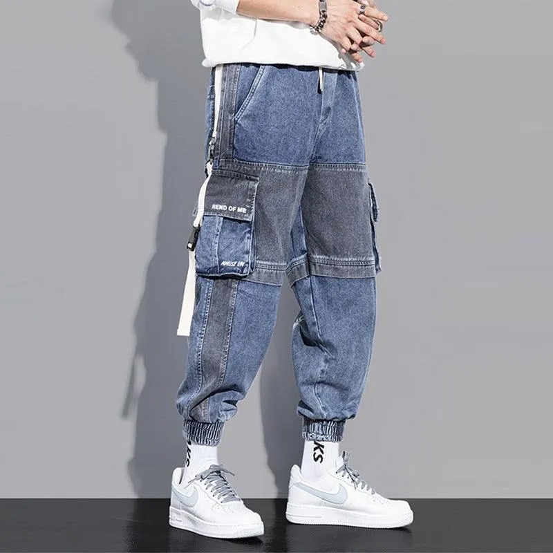 Men's Loose Hip-Hop Style Jeans - Gray-Blue