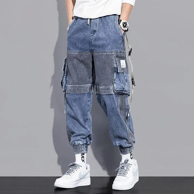Men's Loose Hip-Hop Style Jeans - Gray-Blue