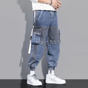 Men's Loose Hip-Hop Style Jeans - Gray-Blue