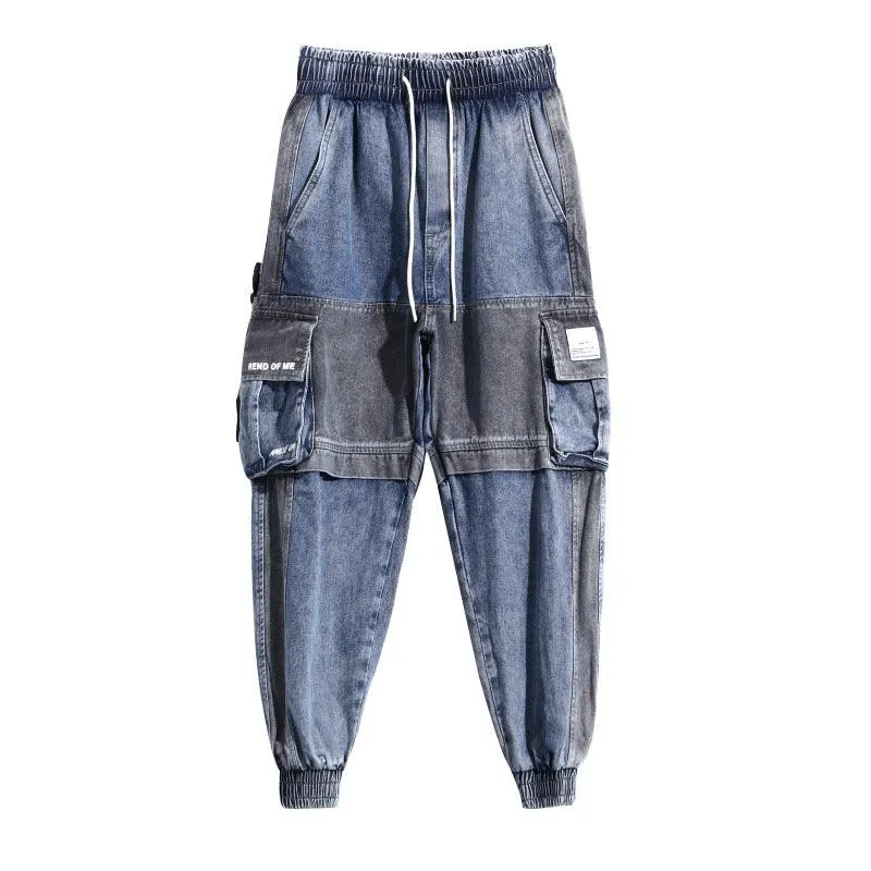 Men's Loose Hip-Hop Style Jeans - Gray-Blue