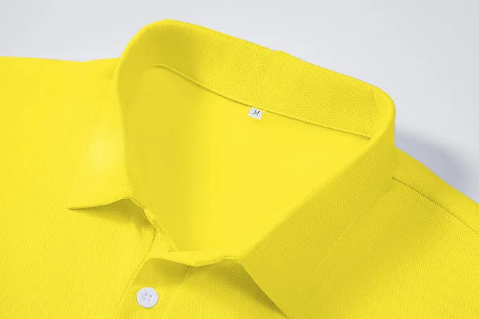 Men's Regular Fit Polo Neck Half Sleeve Solid Uniform T-Shirt | Polo T-Shirt for Men (Lemon Yellow)