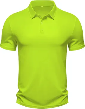 Men's Regular Fit Polo Neck Half Sleeve Solid Uniform T-Shirt | Polo T-Shirt for Men (Lime Green)