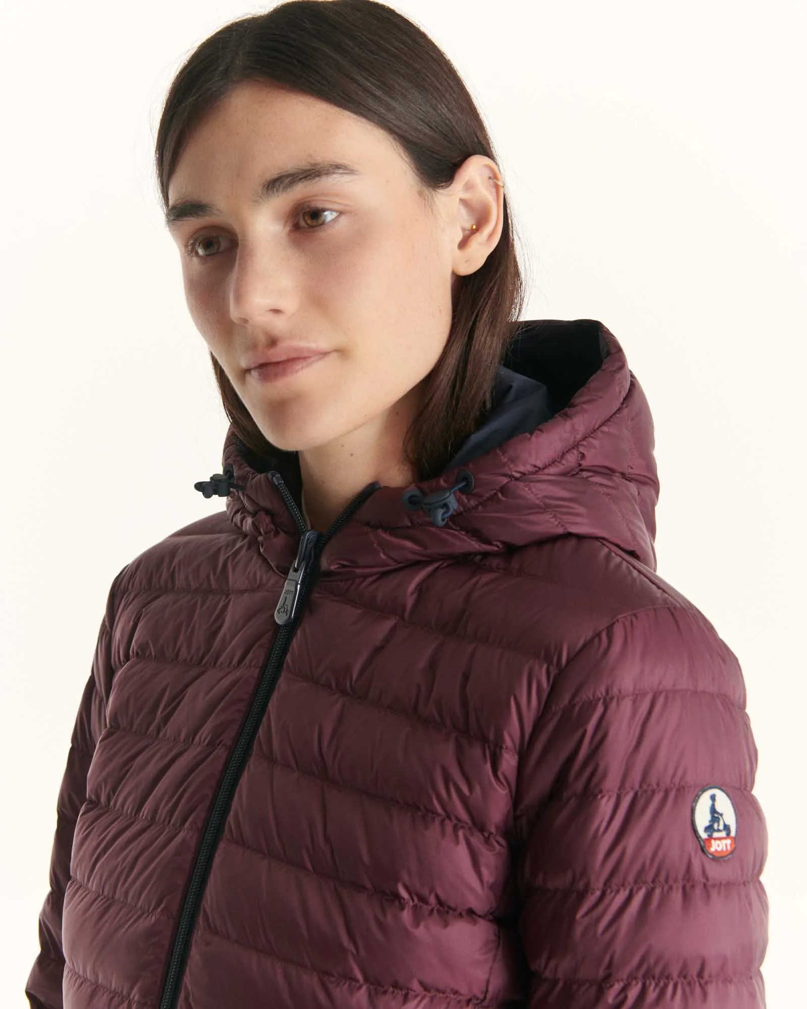 Navy/Aubergine Moscou reversible mid-length puffer jacket