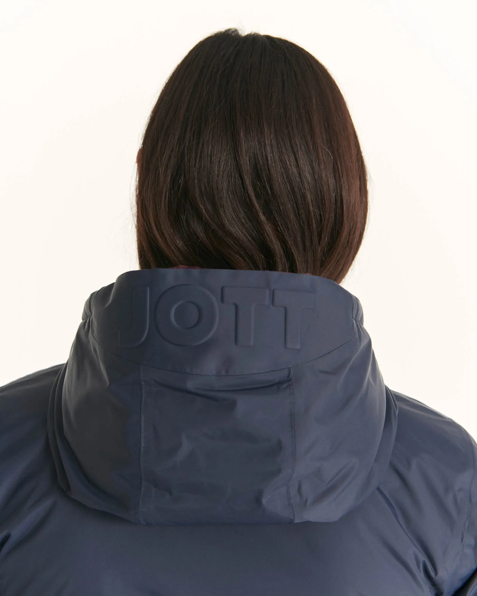 Navy/Aubergine Moscou reversible mid-length puffer jacket