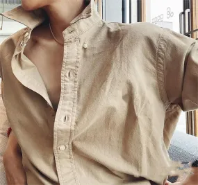 Oversized Relaxed Long Sleeve Button Front Shirt Womens