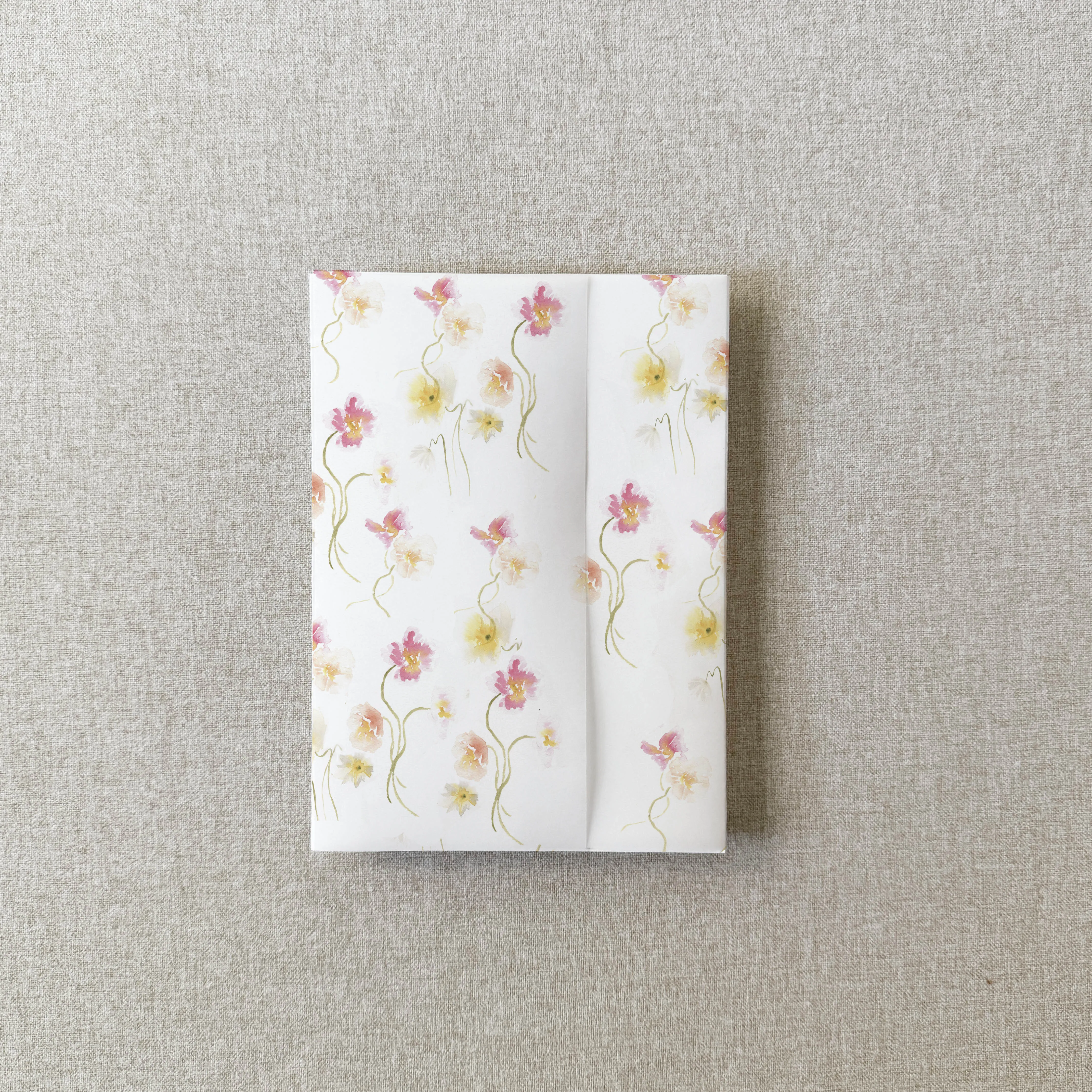 Pink and Yellow Poppy Floral Vellum Wrap | A7 or A6 | Set of 10