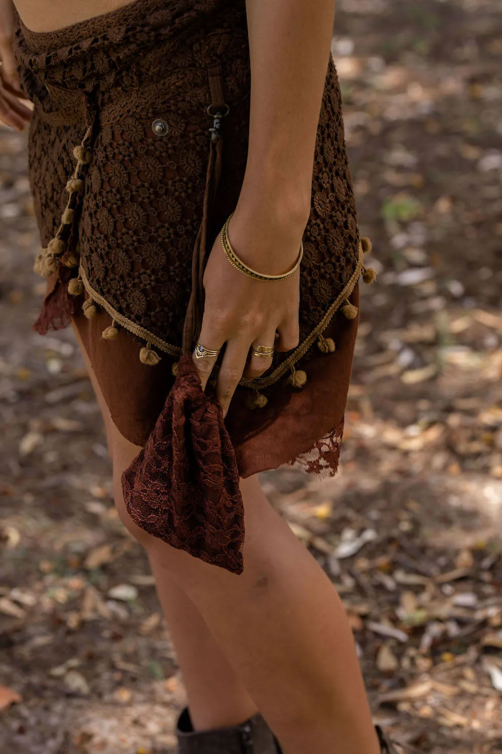 PIXIE LACE MINI SKIRT BROWN