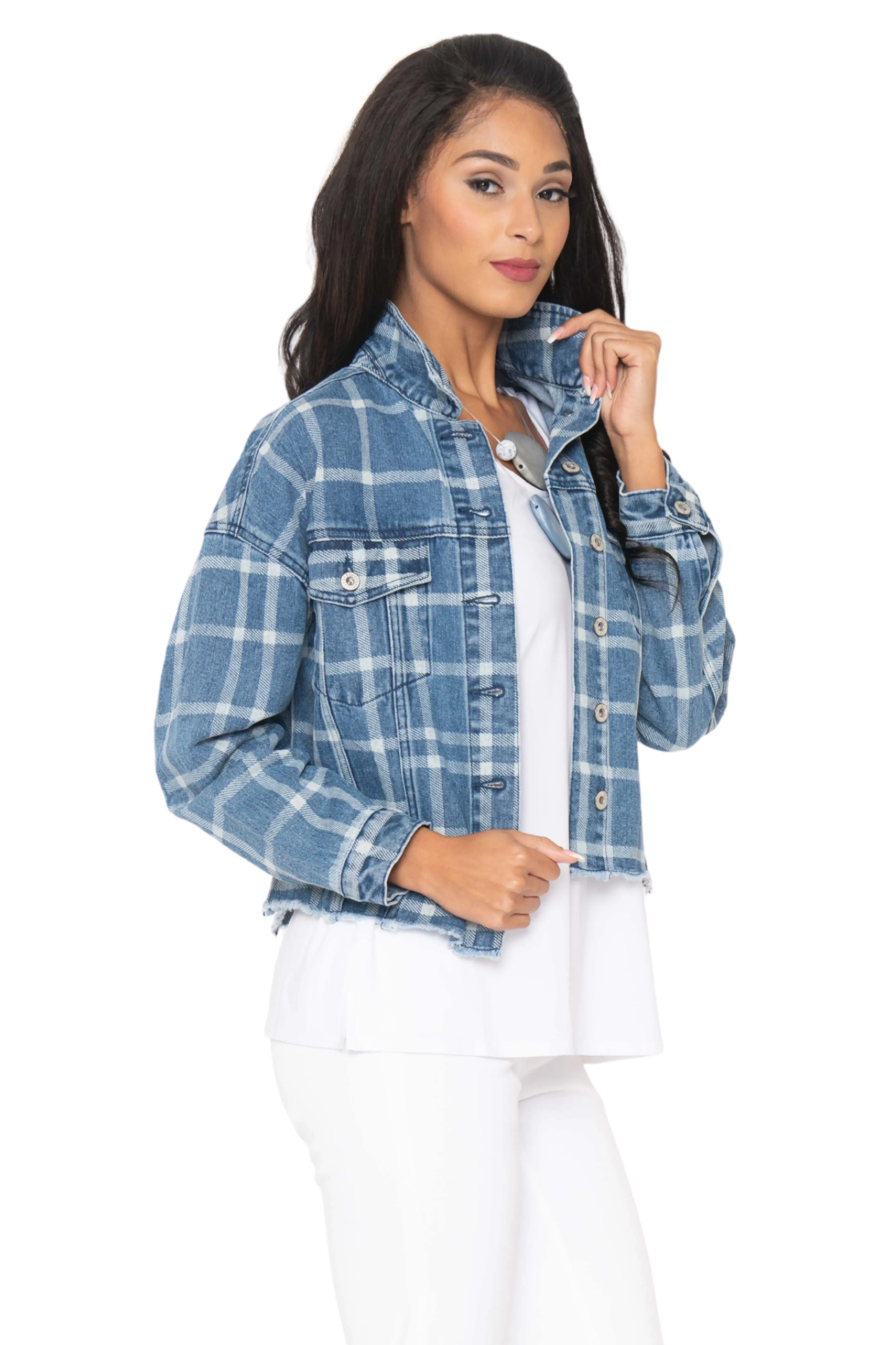 Sure, heres the optimized title for the e-commerce product: Stylish Plaid Jean Jacket by Lior Paris
