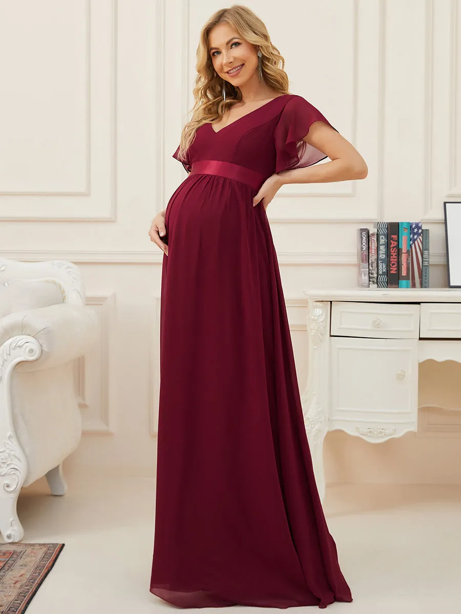 Pretty Deep V Neck Short Sleeves Wholesale Maternity Dresses